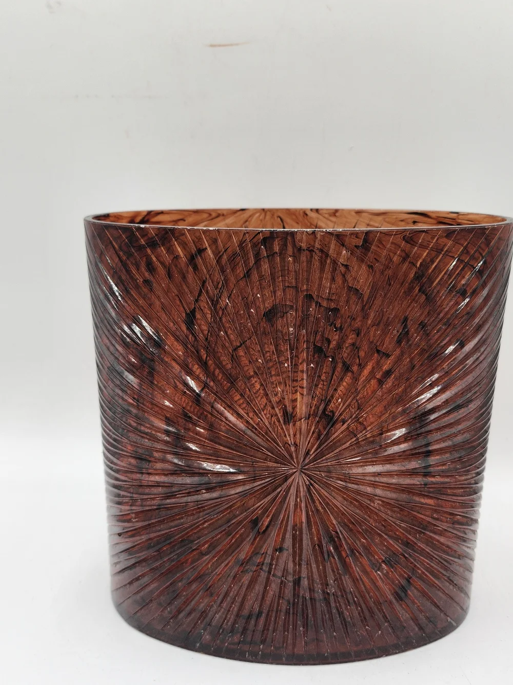 Vintage Faux Amber tortoise Trash Can Lucite MCM STARBURST waste basket